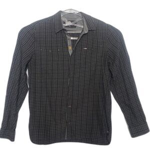 BUFFALO BY DAVID BITTEN Black Plaid Cotton Button Up Shirt Mens Size Large